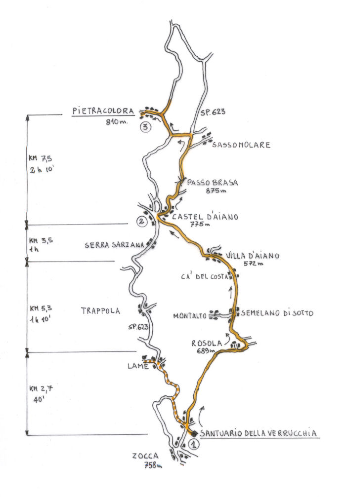 mappa Santuario della Verrucchia-Pietracolora